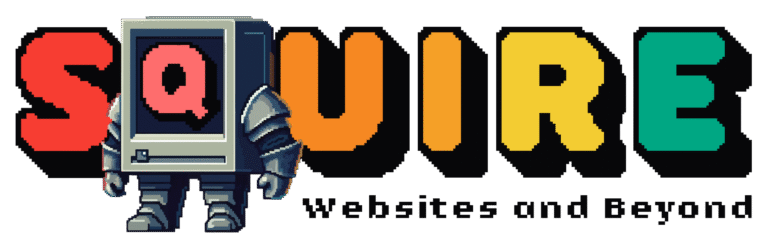 SQUIRE Logo With A Little Robot. With The Tag Line Websites and Beyond