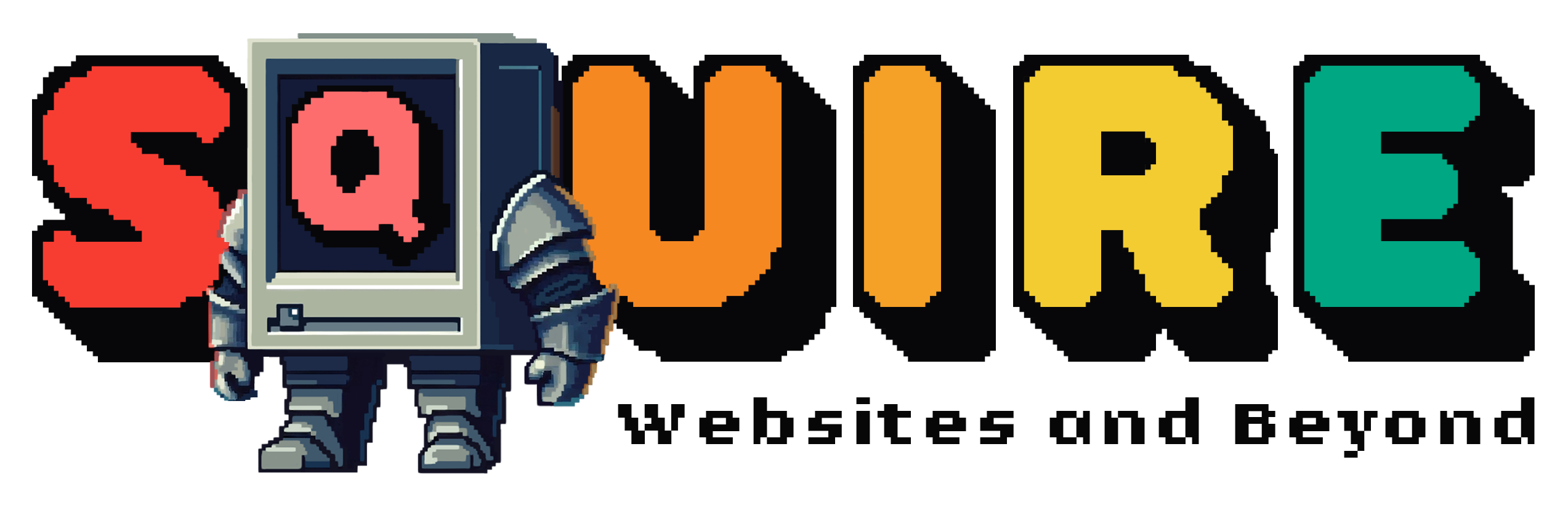 SQUIRE Logo With A Little Robot. With The Tag Line Websites and Beyond
