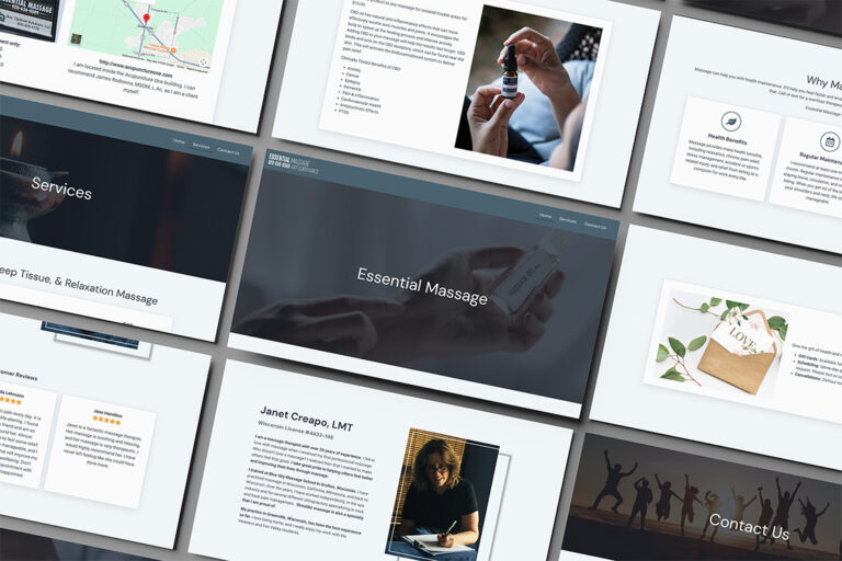 Essential Massage Custom Website Build Portfolio Thumbnail